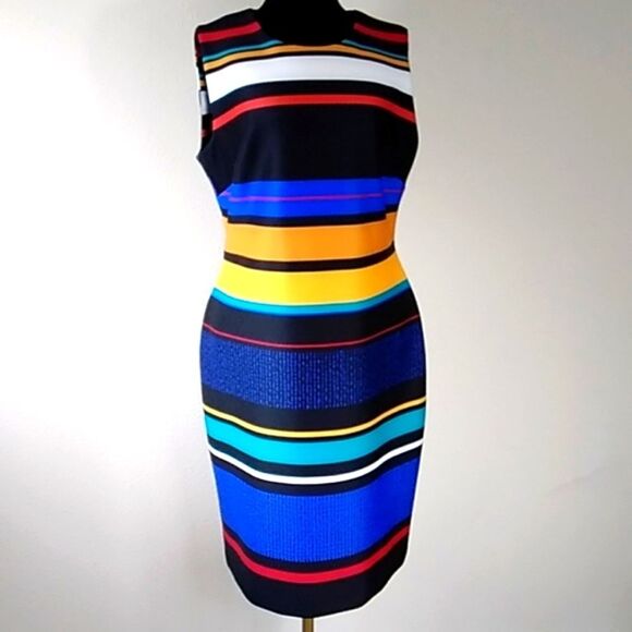 Calvin Ckein Stripes Women's Dress Size 10 - Picture 1 of 6